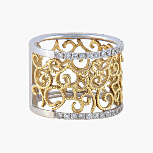 Bague 55 Bague Dentelle bicolore Diamants 58 Facettes