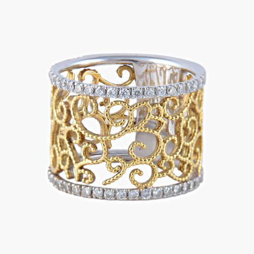 Bague 55 Bague Dentelle bicolore Diamants 58 Facettes