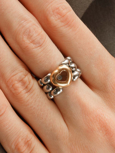Bague Bague Chopard Collection Happy Diamonds Acier et Or Jaune 58 Facettes