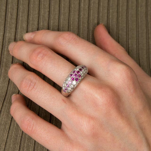 Bague Bague Jonc Saphirs roses Diamants 58 Facettes 1