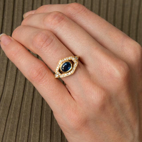 Bague Bague hexagonale Saphir Diamants 58 Facettes 1