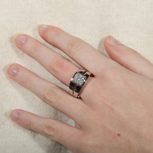Bague 52 Bague Double or blanc Diamants 58 Facettes 8392