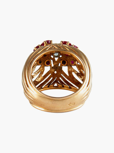 Bague 52 Bague Or, Platine Rubis et Diamant 58 Facettes