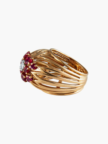 Bague 52 Bague Or, Platine Rubis et Diamant 58 Facettes