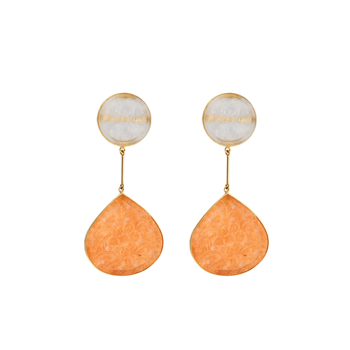 Boucles d'oreilles Boucles d'oreilles Agates sculptées blanches et orange 58 Facettes