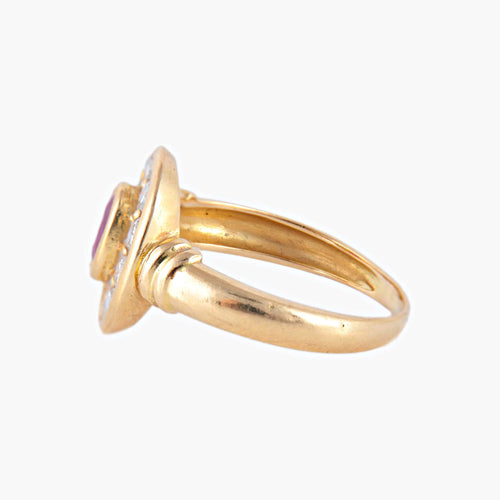 Bague 54 Bague Style Marguerite Rubis Diamants 58 Facettes