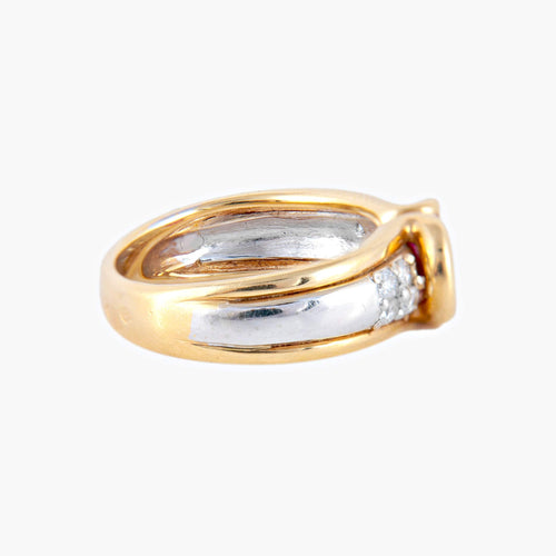 Bague 50 Bague Bicolore Rubis 58 Facettes