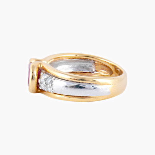 Bague 50 Bague Bicolore Rubis 58 Facettes
