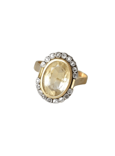 Bague Bague Art Déco citrine entourage diamants 58 Facettes