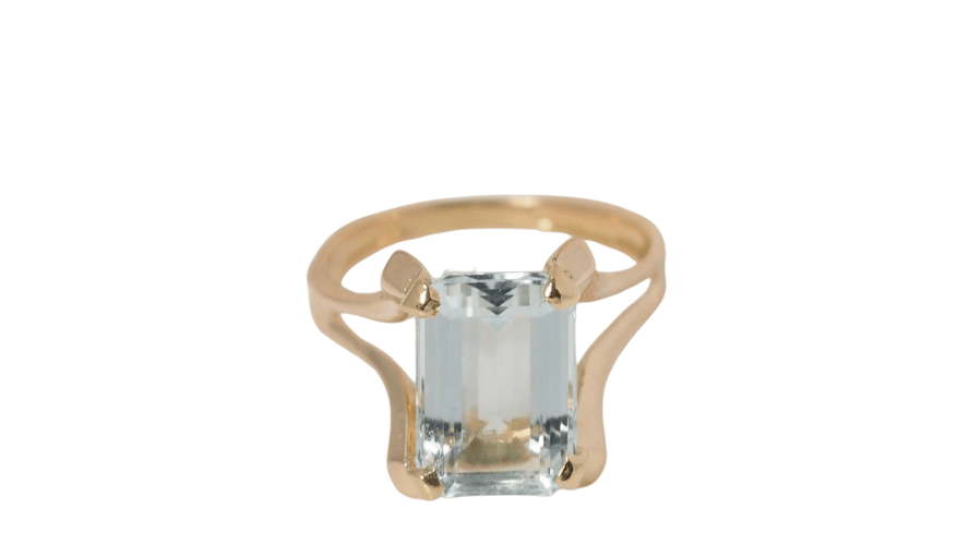 Bague Bague vintage or jaune et aigue-marine 58 Facettes 30982