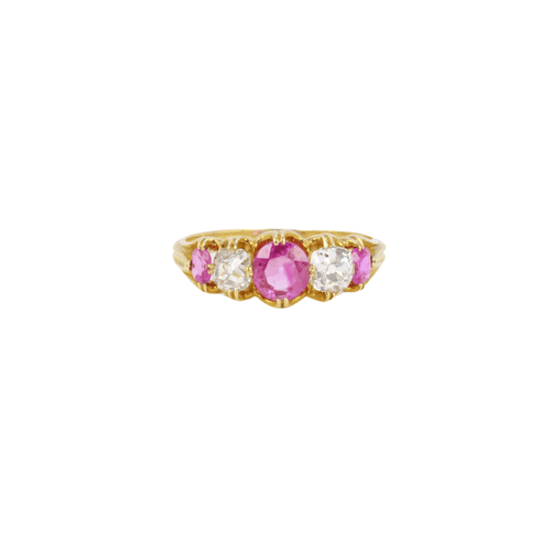 Bague Bague jarretière Saphirs roses Diamants taille ancienne 58 Facettes 842