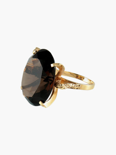 Bague 53 Bague Quartz fumé ovale 58 Facettes