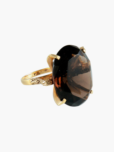 Bague 53 Bague Quartz fumé ovale 58 Facettes
