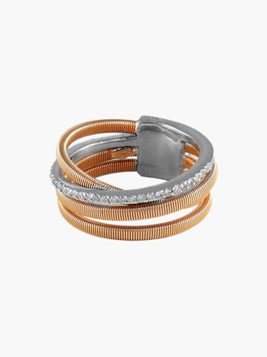 Bague 52.5 Bague 4 anneaux Or rose Diamants 58 Facettes
