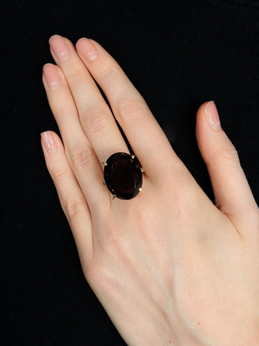 Bague 53 Bague Quartz fumé ovale 58 Facettes