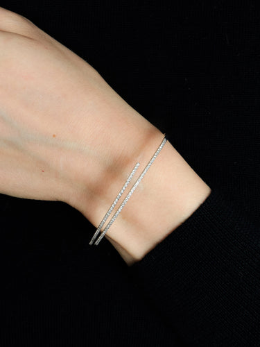 Bracelet Bracelet Double Jonc Diamants 58 Facettes