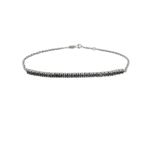 Bracelet Bracelet or blanc barrette diamants noirs 58 Facettes