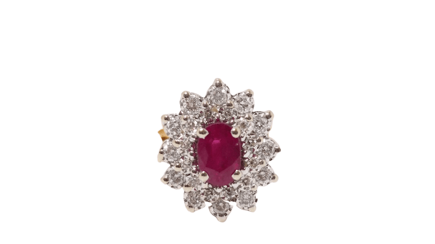 Bague Bague double entourage or blanc et jaune, rubis et diamants 58 Facettes 31150
