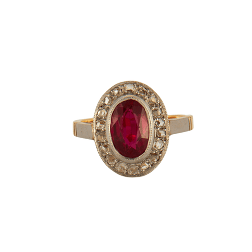 Bague 52 Bague style Pompadour Rubis synthétique Diamants 58 Facettes EL2-40