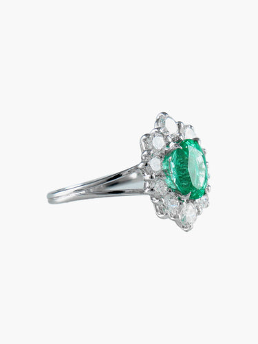 Bague Bague Marguerite Emeraude et diamants 58 Facettes