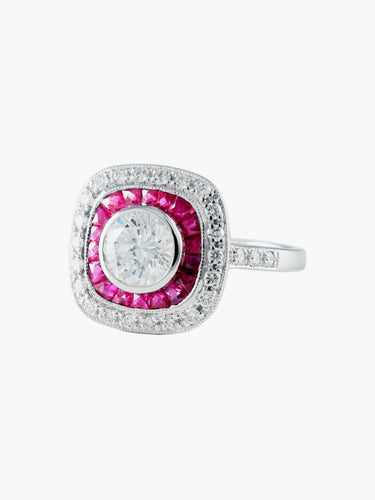 Bague Bague style Art Déco diamants et Rubis 58 Facettes