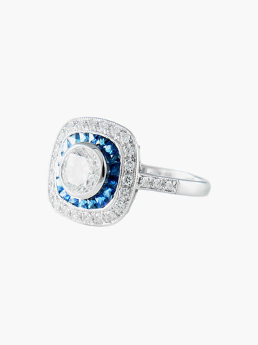 Bague Bague Art Déco Saphirs Diamants 58 Facettes