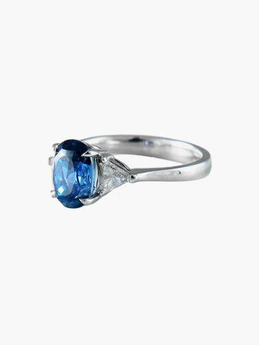 Bague Bague Saphir et 2 Diamants 58 Facettes