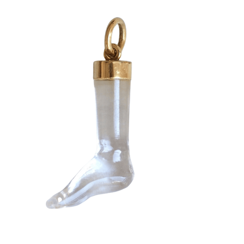 Pendentif Pendentif pied cristal de roche sur or 58 Facettes