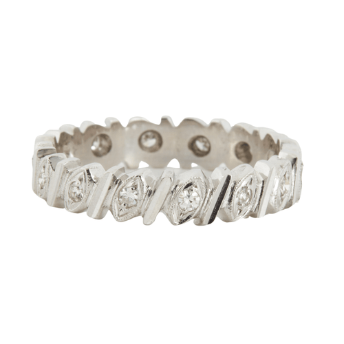 Bague 60 Alliance tour complet Or blanc Diamants 58 Facettes RÉF 12023/17