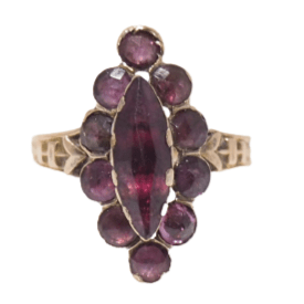 Bague 53 Bague marquise ancienne en or rose et grenats 58 Facettes 32066