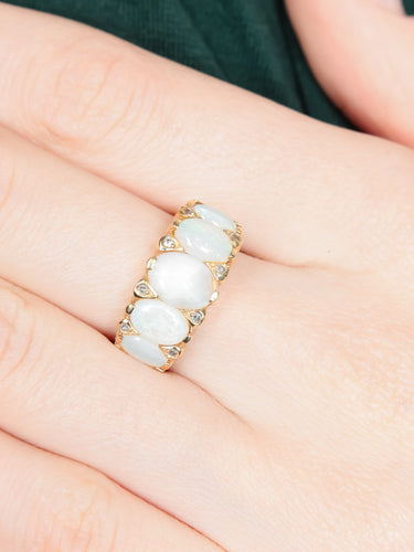 Bague 51 Bague Jarretière Opales Diamants 58 Facettes