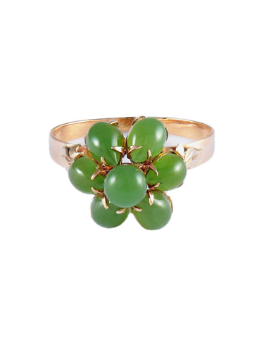 Bague 51.5 BAGUE VINTAGE "FLEUR" OR & JADE 58 Facettes BO/160017