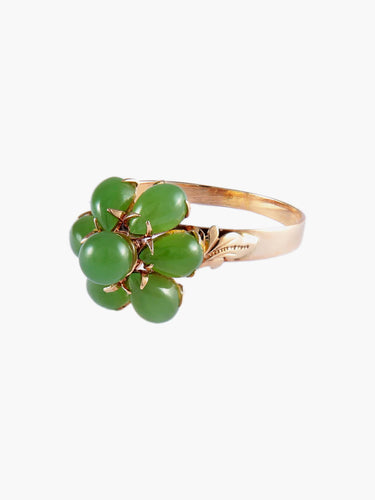 Bague 51.5 BAGUE VINTAGE "FLEUR" OR & JADE 58 Facettes BO/160017