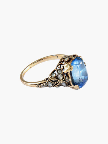 Bague 59 BAGUE ANCIENNE ANNEES 1900 OR ET SAPHIR 58 Facettes BO/150033  .