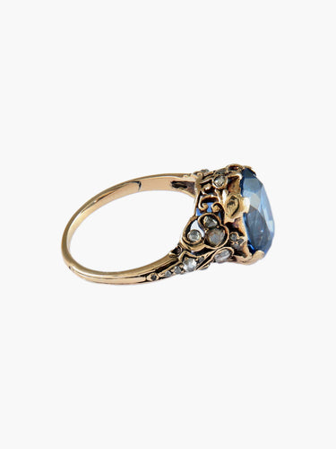 Bague 59 BAGUE ANCIENNE ANNEES 1900 OR ET SAPHIR 58 Facettes BO/150033  .