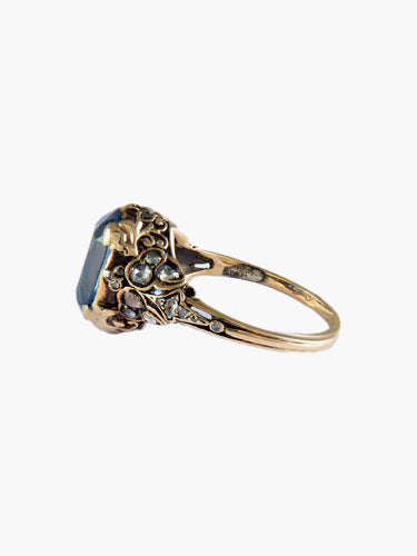 Bague 59 BAGUE ANCIENNE ANNEES 1900 OR ET SAPHIR 58 Facettes BO/150033  .