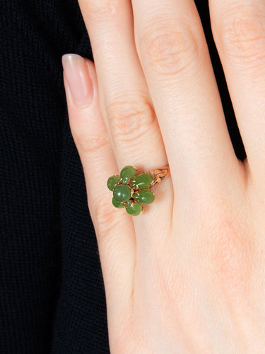 Bague 51.5 BAGUE VINTAGE "FLEUR" OR & JADE 58 Facettes BO/160017