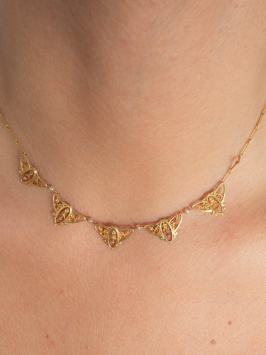 Collier COLLIER ANCIEN OR ET PERLES FINES 58 Facettes BO/120063