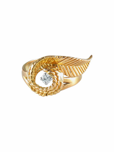 Bague 52 BAGUE "FEUILLE" OR & DIAMANTS 58 Facettes BO/120044
