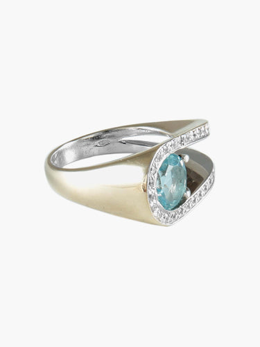 Bague BAGUE "U" AIGUE-MARINE & DIAMANTS 58 Facettes BO/170001