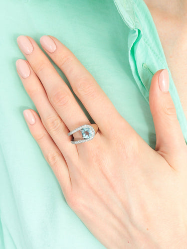 Bague BAGUE "U" AIGUE-MARINE & DIAMANTS 58 Facettes BO/170001