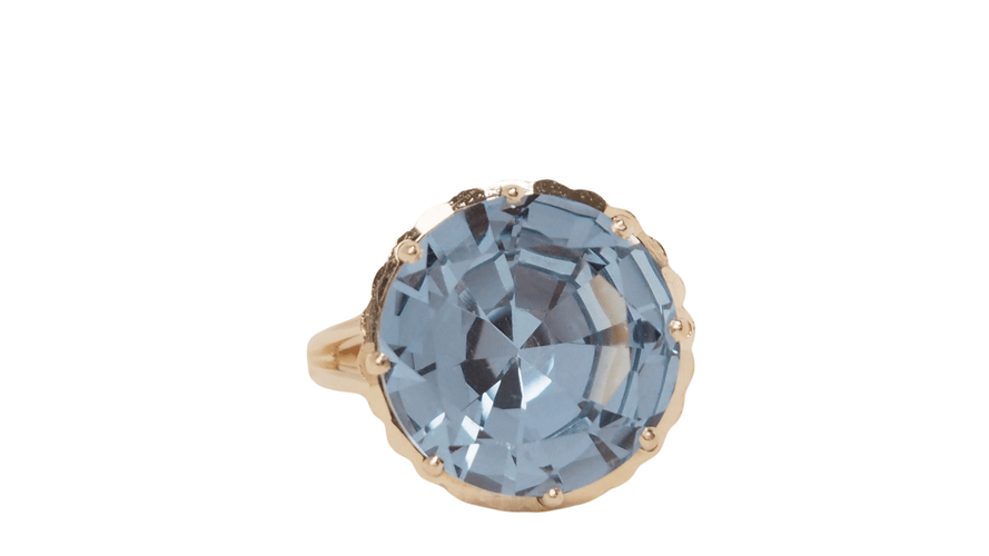 Bague 56 Bague vintage en or rose et topaze bleue 58 Facettes 32331