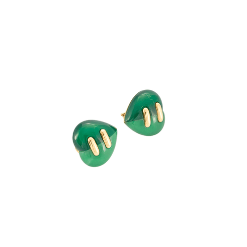 Boucles d'oreilles BULGARI - Boucles d’oreilles Coeur pierres vertes 58 Facettes