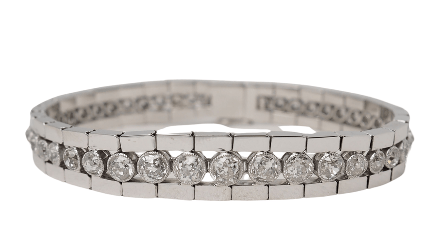 Bracelet 17cm Bracelet rivière ancien en or blanc et diamants 58 Facettes 32319