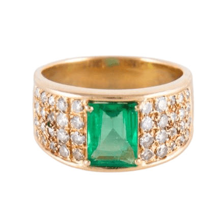 Bague 47 Bague Emeraude pavage Diamants 58 Facettes