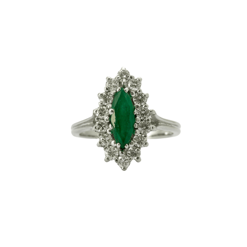 Bague 50 Bague Marquise Or Emeraude Diamants 58 Facettes