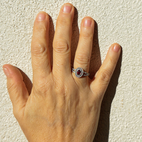 Bague 53 Bague style Marguerite Rubis Diamants 58 Facettes 1