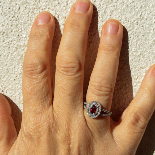 Bague 53 Bague style Marguerite Rubis Diamants 58 Facettes 1