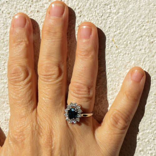 Bague Bague Marguerite Saphir 1.50ct Diamants 58 Facettes 1