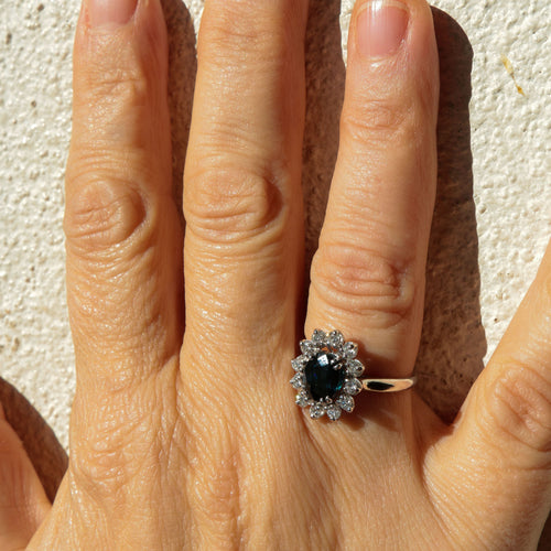 Bague Bague Marguerite Saphir 1.50ct Diamants 58 Facettes 1
